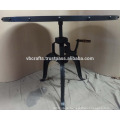 Crank Table Round Wooden Top Metal Edge